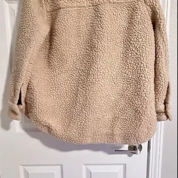 COS Womens Cream Beige Sherpa Teddy Jacket button Down Size 8 Wool Cotton blend - Picture 9 of 12